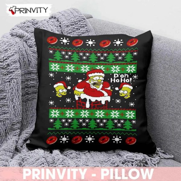 Homer Simpson Chimney Funny Pillow, Best Christmas Gifts 2022, Happy Holidays, Size 14”x14”, 16”x16”, 18”x18”, 20”x20” – Prinvity