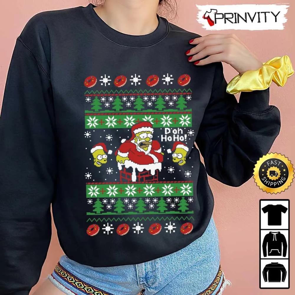 Homer Simpson Chimney Funny Ugly Sweatshirt, Best Christmas Gifts 2022, Happy Holidays, Unisex Hoodie, T-Shirt, Long Sleeve - Prinvity