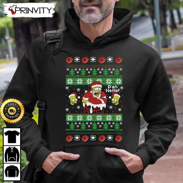 Homer Simpson Chimney Funny Ugly Sweatshirt, Best Christmas Gifts 2022, Happy Holidays, Unisex Hoodie, T-Shirt, Long Sleeve – Prinvity