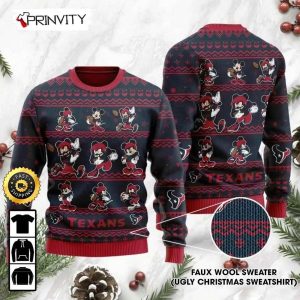 Houston Texans Mickey Mouse Disney Ugly Christmas Sweater, Faux Wool Sweater, National Football League, Gifts For Fans Football NFL, Football 3D Ugly Sweater - Prinvity