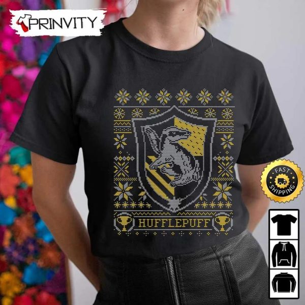Hufflepuff Harry Potter Ugly Sweatshirt, Best Christmas Gifts 2022, Happy Holidays, Unisex Hoodie, T-Shirt, Long Sleeve – Prinvity