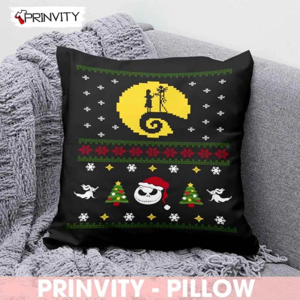 Jack And Sally Nightmare Before Christmas Disney Best Christmas Gifts For Pillow, Walt Disney, Merry Christmas, Happy Holidays, Size 14”x14”, 16”x16”, 18”x18”, 20”x20” – Prinvity