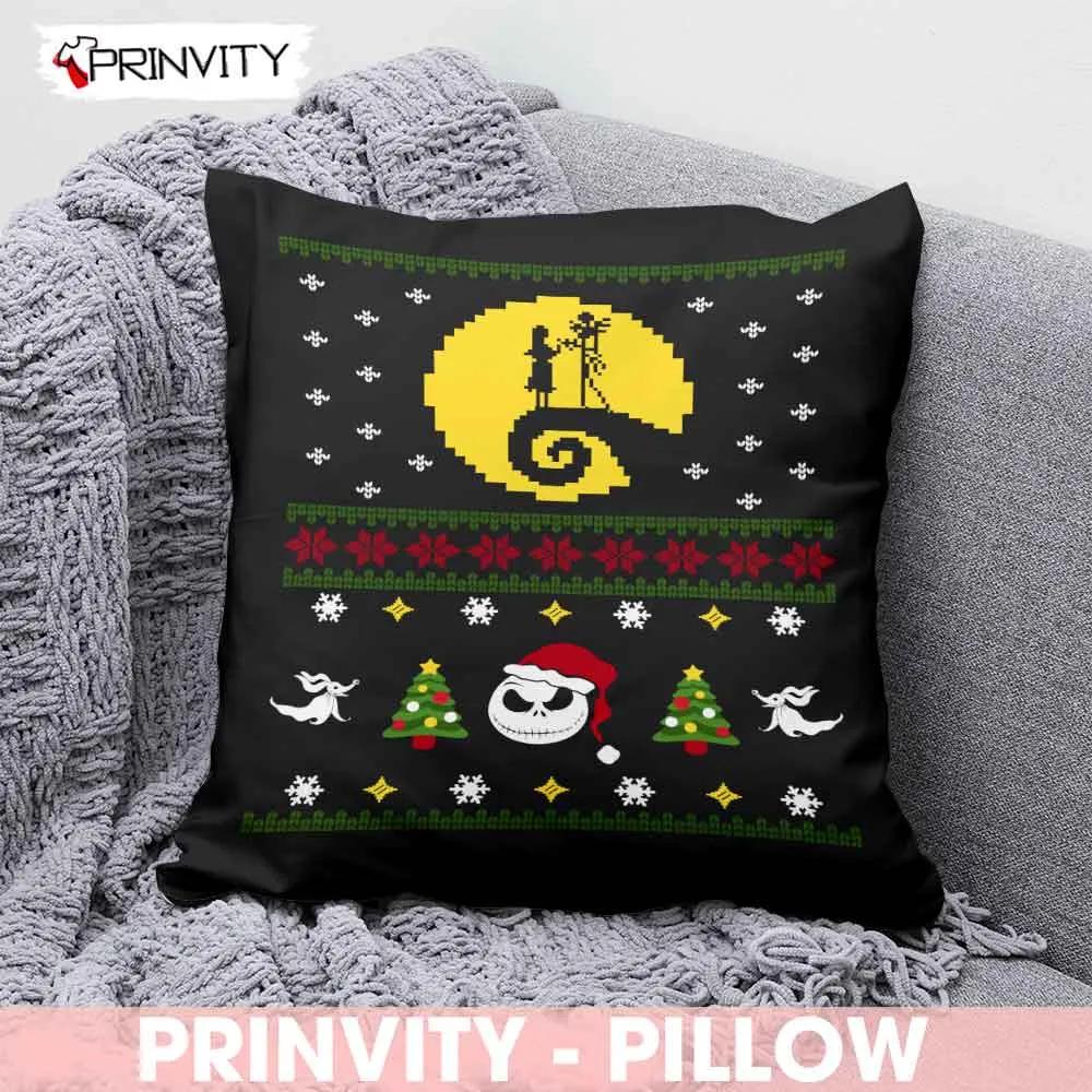 Jack And Sally Nightmare Before Christmas Disney Best Christmas Gifts For Pillow, Walt Disney, Merry Christmas, Happy Holidays, Size 14”x14”, 16”x16”, 18”x18”, 20”x20” - Prinvity