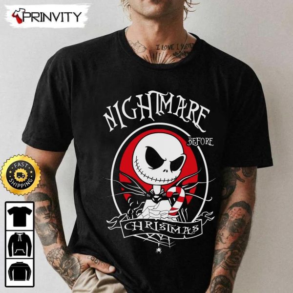 Jack Skellington Nightmare Before Christmas Sweatshirt, Best Christmas Gift For 2022, Merry Christmas, Happy Holidays, Unisex Hoodie, T-Shirt, Long Sleeve – Prinvity
