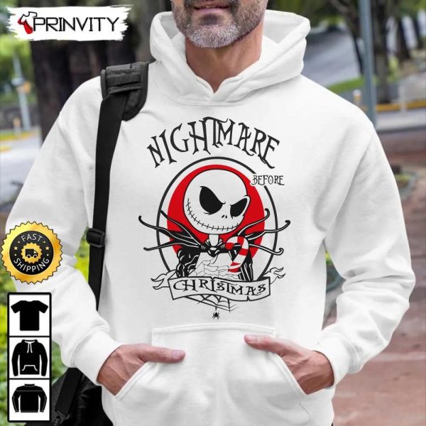 Jack Skellington Nightmare Before Christmas Sweatshirt, Best Christmas Gift For 2022, Merry Christmas, Happy Holidays, Unisex Hoodie, T-Shirt, Long Sleeve – Prinvity