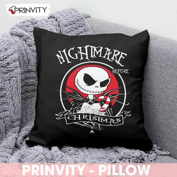 Jack Skellington Nightmare Before Christmas Pillow, Best Christmas Gifts For 2022, Merry Christmas, Happy Holidays, Size 14”x14”, 16”x16”, 18”x18”, 20”x20”  – Prinvity