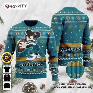 Jacksonville Jaguars Mickey Mouse Disney Knit Ugly Christmas Sweater, Faux Wool Sweater, National Football League, Gifts For Fans Football NFL, Football 3D Ugly Sweater - Prinvity