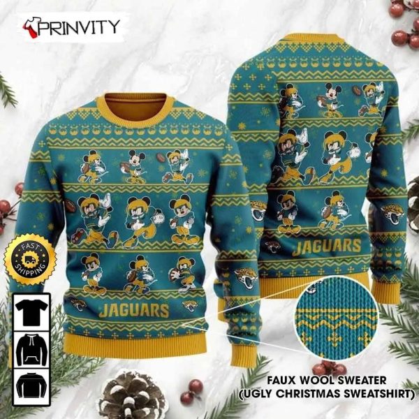 Jacksonville Jaguars Mickey Mouse Disney Ugly Christmas Sweater, Faux Wool Sweater, National Football League, Gifts For Fans Football NFL, Football 3D Ugly Sweater – Prinvity