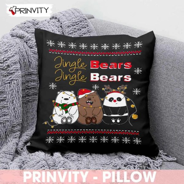 Jingle Bears Merry Christmas Pillow, Best Christmas Gifts 2022, Happy Holidays, Size 14”x14”, 16”x16”, 18”x18”, 20”x20” – Prinvity