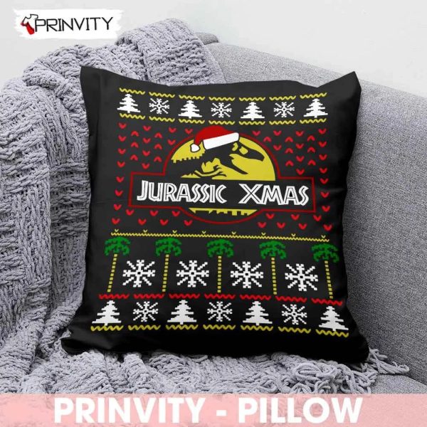 Jurassic Xmas Best Christmas Gifts For Pillow, Merry Christmas, Happy Holidays, Size 14”x14”, 16”x16”, 18”x18”, 20”x20”  – Prinvity