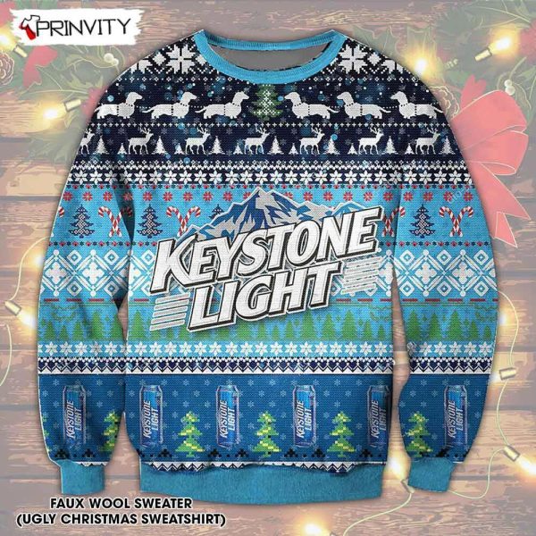Keystone Light Beer Ugly Christmas Sweater, Faux Wool Sweater, Gifts For Beer Lovers, International Beer Day, Best Christmas Gifts For 2022 – Prinvity