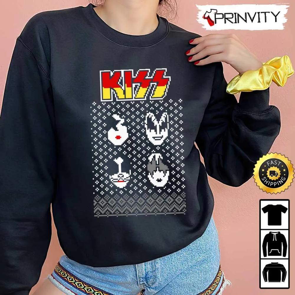 Kiss Rock Band Ugly Sweatshirt, Paul Stanley, Gene Simmons, Peter Criss Và Ace Frehley, Best Christmas Gifts 2022, Unisex Hoodie, T-Shirt, Long Sleeve - Prinvity
