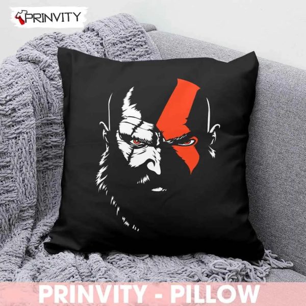 Kratos God Of War Playstation Pillow, Best Christmas Gifts 2022, Size 14”x14”, 16”x16”, 18”x18”, 20”x20” – Prinvity