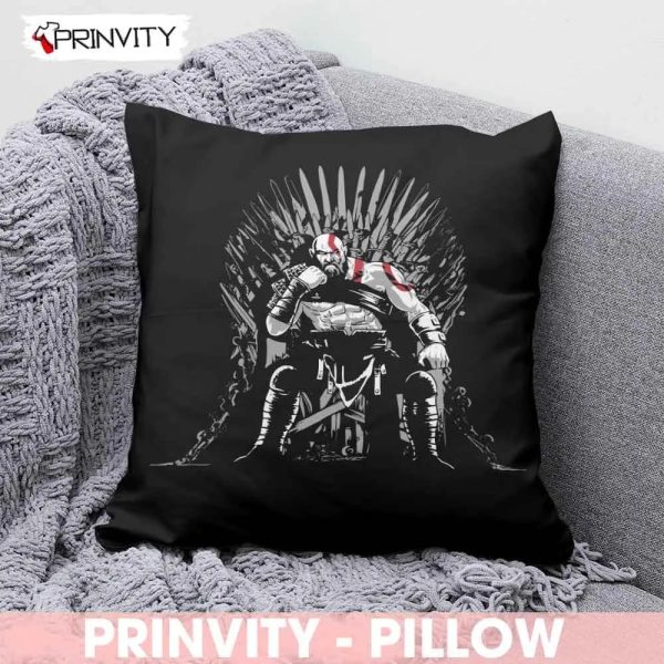 Kratos Trono God Of War Pillow, Playstation, Best Christmas Gifts 2022, Size 14”x14”, 16”x16”, 18”x18”, 20”x20” – Prinvity