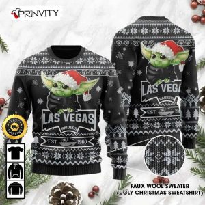 Las Vegas Raiders Est 1960 Baby Yoda Ugly Christmas Sweater, Faux Wool Sweater, National Football League, Gifts For Fans Football NFL, Football 3D Ugly Sweater - Prinvity
