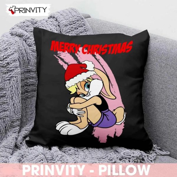 Lola Bunny Merry Christmas Pillow, Looney Tunes, Best Christmas Gifts 2022, Happy Holidays, Size 14”x14”, 16”x16”, 18”x18”, 20”x20” – Prinvity