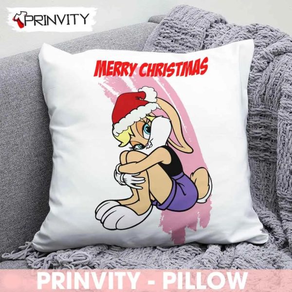 Lola Bunny Merry Christmas Pillow, Looney Tunes, Best Christmas Gifts 2022, Happy Holidays, Size 14”x14”, 16”x16”, 18”x18”, 20”x20” – Prinvity