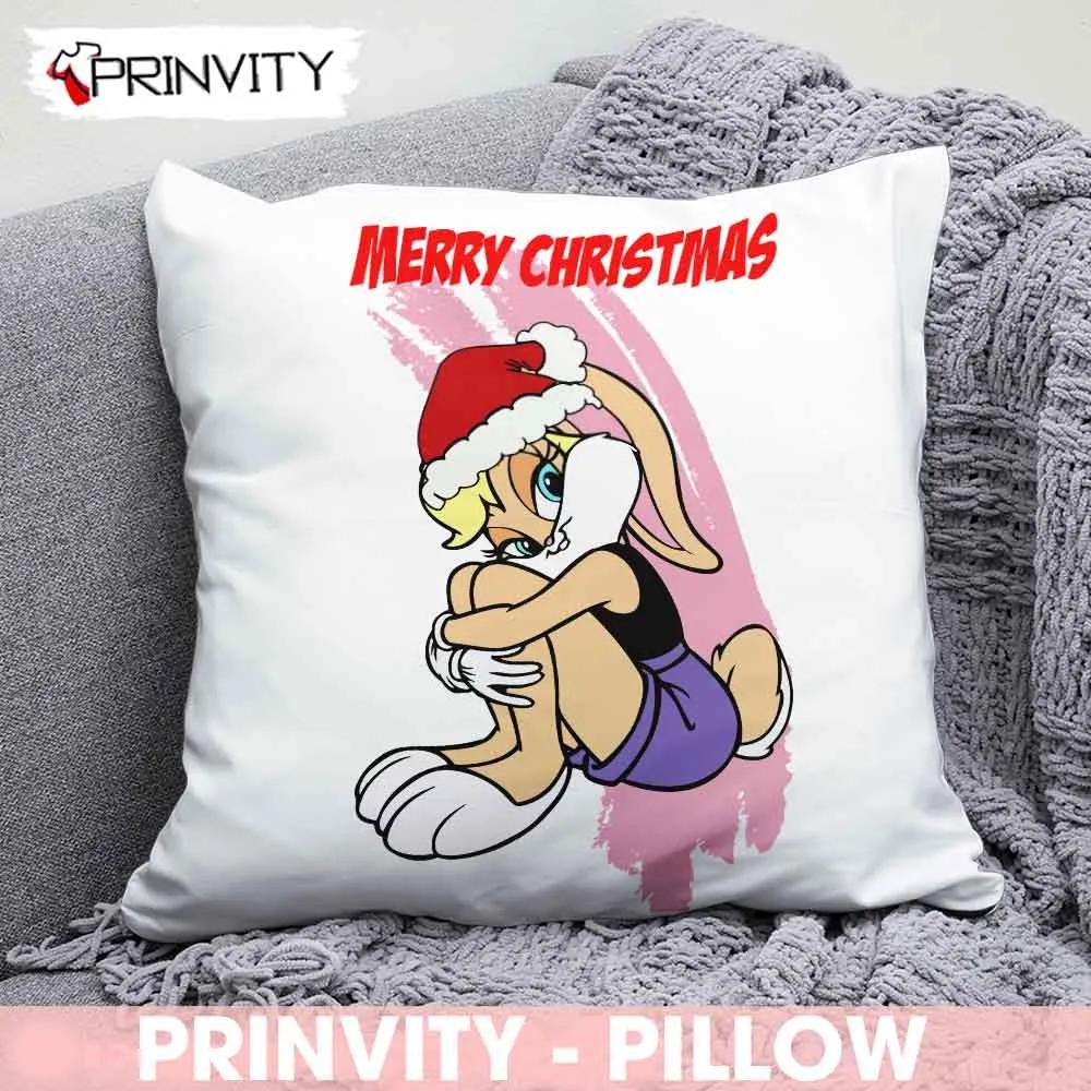 Lola Bunny Merry Christmas Pillow, Looney Tunes, Best Christmas Gifts 2022, Happy Holidays, Size 14”x14”, 16”x16”, 18”x18”, 20”x20” - Prinvity