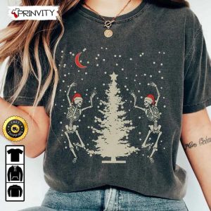Merry Christmas Dancing Skeleton Tree T-Shirt, Best Christmas Gifts 2022, Best Gifts For Love Skeleton , Unisex Hoodie, Sweatshirt, Long Sleeve - Prinvity