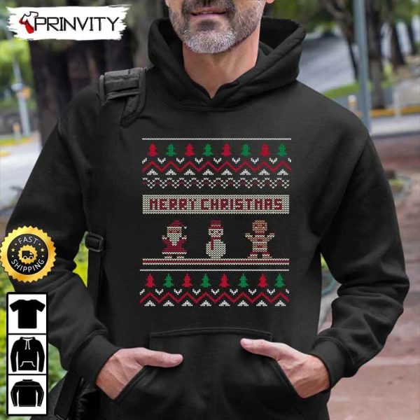 Merry Christmas Santa Snowman Ugly Sweatshirt, Best Christmas Gifts For 2022, Happy Holidays, Unisex Hoodie, T-Shirt, Long Sleeve – Prinvity