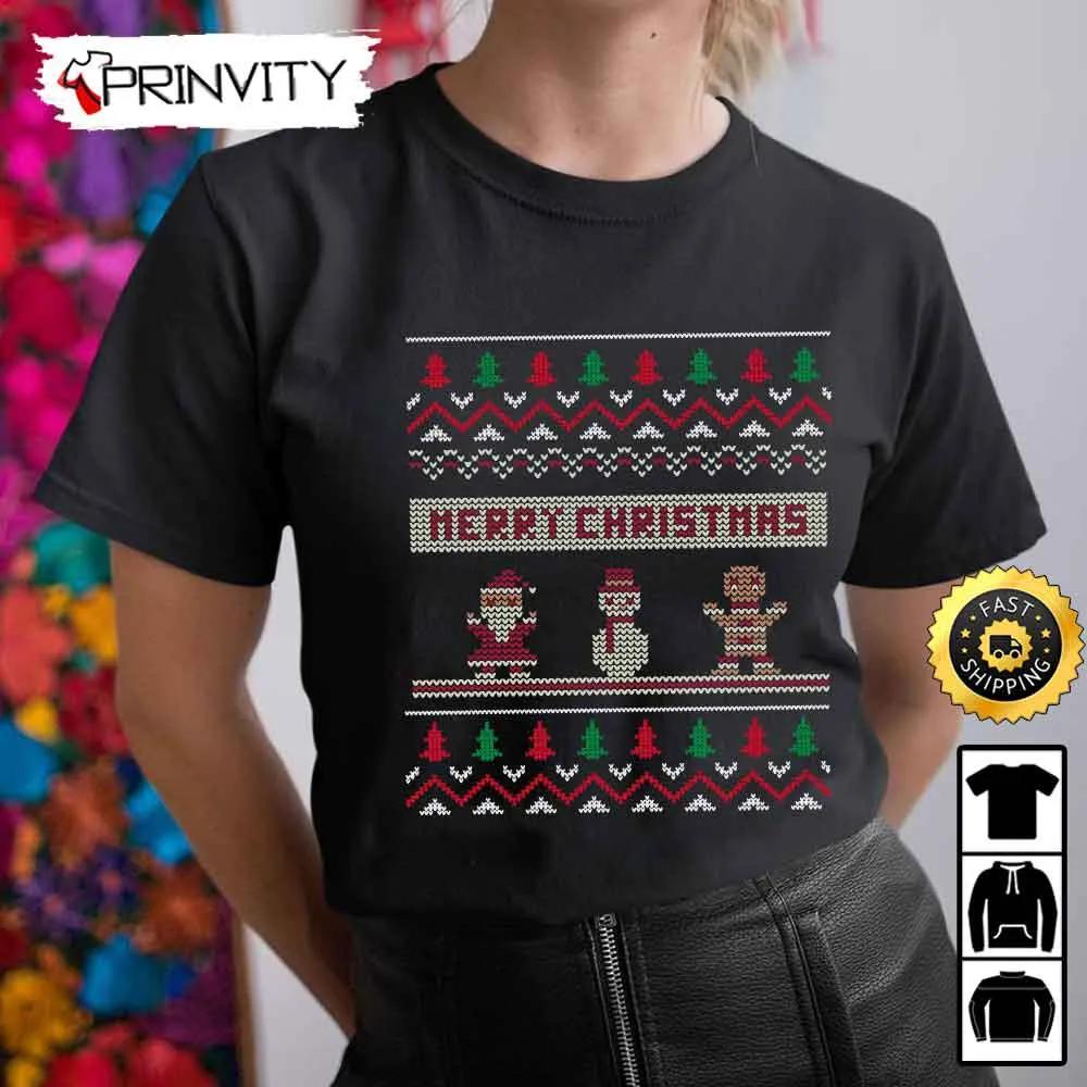 Merry Christmas Santa Snowman Ugly Sweatshirt, Best Christmas Gifts For 2022, Happy Holidays, Unisex Hoodie, T-Shirt, Long Sleeve - Prinvity