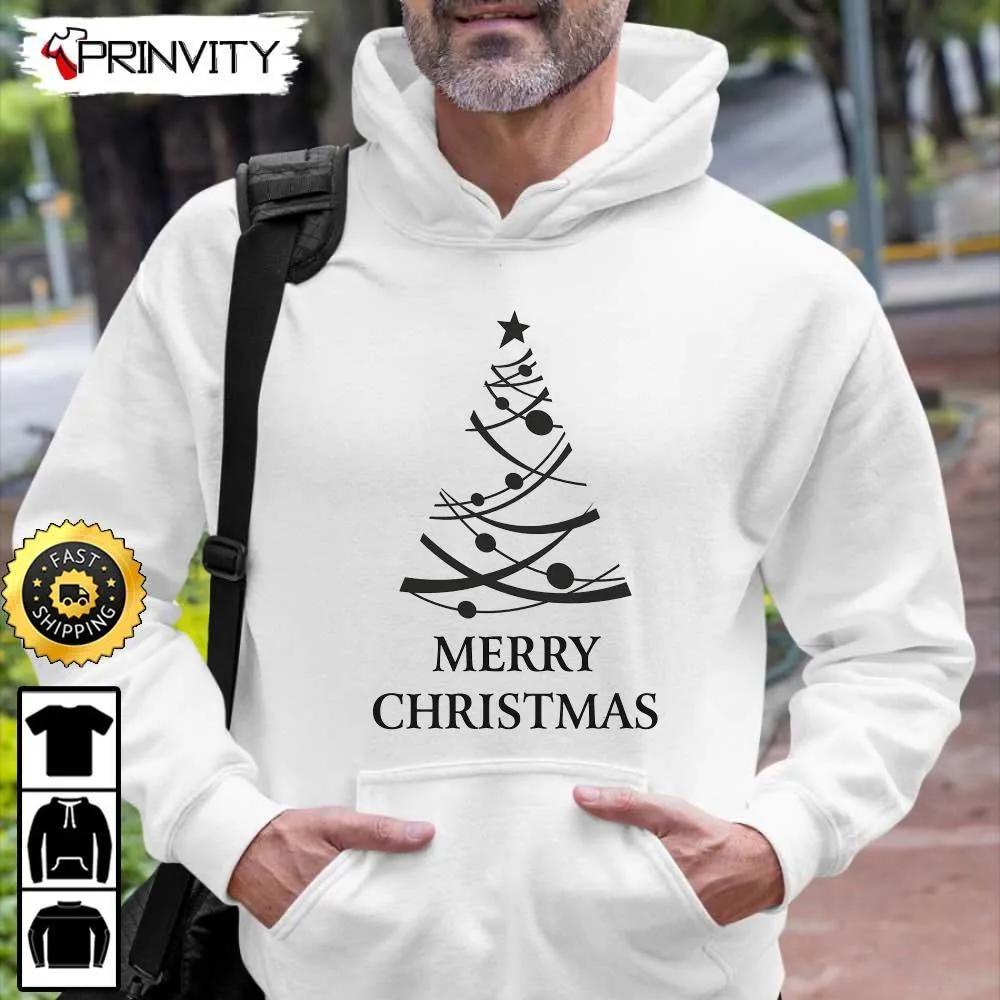Merry Christmas Tree Sweatshirt, Best Christmas Gifts For 2022, Happy Holidays, Unisex Hoodie, T-Shirt, Long Sleeve - Prinvity