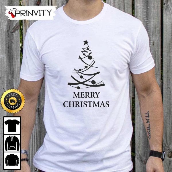Merry Christmas Tree Sweatshirt, Best Christmas Gifts For 2022, Happy Holidays, Unisex Hoodie, T-Shirt, Long Sleeve – Prinvity