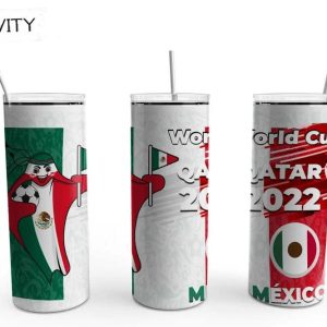 Mexico World Cup Qatar 2022 20oz Skinny Tumbler, Best Christmas Gifts For 2022- Prinvity