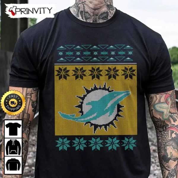 Miami Dolphins NFL Ugly Christmas T-Shirt, National Football League, Best Christmas Gifts For Fans, Unisex Hoodie, Sweatshirt, Long Sleeve – Prinvity