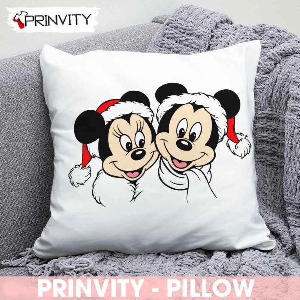 Mickey And Minnie Mouse Christmas Pillow, Walt Disney, Best Christmas Gifts For Disney Lovers, Merry Disney Christmas, Size 14”x14”, 16”x16”, 18”x18”,20”x20” – Prinvity