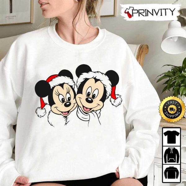 Mickey And Minnie Mouse Christmas Sweatshirt, Walt Disney, Best Christmas Gifts For Disney Lovers, Merry Disney Christmas, Unisex Hoodie, T-Shirt, Long Sleeve – Prinvity