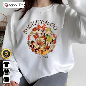 Mickey & Co Est 1928 Mickey Mouse Christmas Disney Friends Smile Sweatshirt, Best Christmas Gifts For Disney Lovers, Merry Disney Christmas, Unisex Hoodie, T-Shirt, Long Sleeve - Prinvity