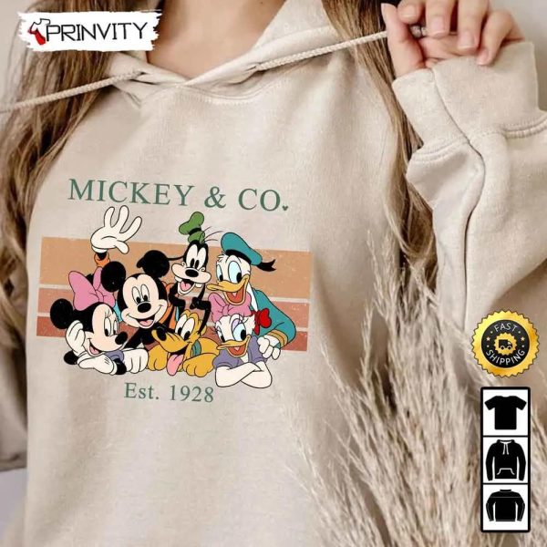Mickey & Co Est 1928 Disney Christmas And Friends Sweatshirt, Best Christmas Gifts For Disney Lovers, Merry Disney Christmas, Unisex Hoodie, T-Shirt, Long Sleeve – Prinvity