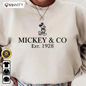 Mickey & Co Est 1928 Disney Christmas Sweatshirt, Best Christmas Gifts For Disney Lovers, Merry Disney Christmas, Unisex Hoodie, T-Shirt, Long Sleeve – Prinvity