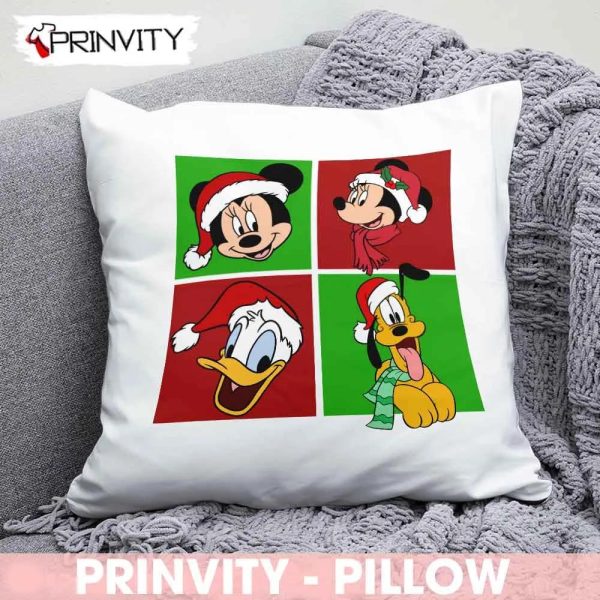 Mickey Minnie Mouse Donald Duck Christmas Walt Disney Pillow, Best Christmas Gifts For Disney Lovers, Merry Disney Christmas, Size 14”x14”, 16”x16”, 18”x18”,20”x20” – Prinvity