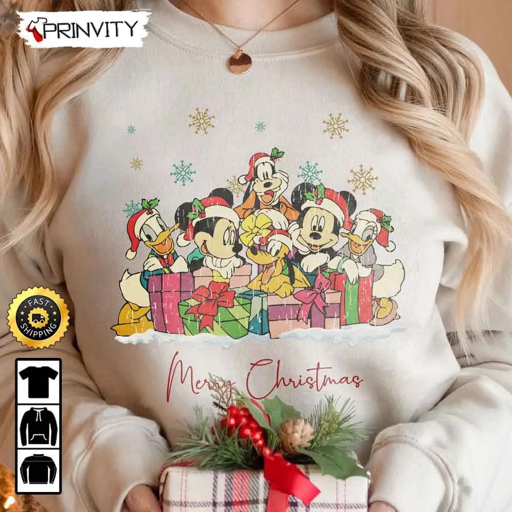 Mickey Mouse And Friends Merry Christmas Disney Sweatshirt, Best Christmas Gifts For Disney Lovers, Merry Disney Christmas, Unisex Hoodie, T-Shirt, Long Sleeve - Prinvity