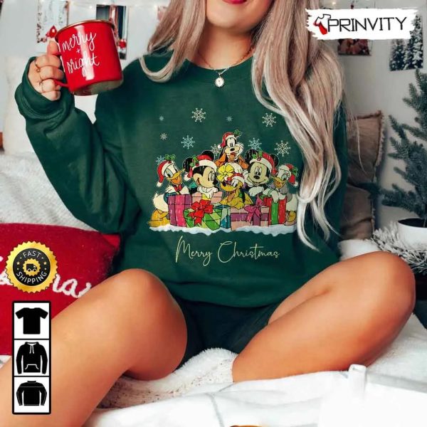 Mickey Mouse And Friends Merry Christmas Disney Sweatshirt, Best Christmas Gifts For Disney Lovers, Merry Disney Christmas, Unisex Hoodie, T-Shirt, Long Sleeve – Prinvity