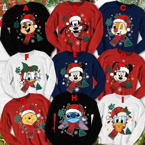 Mickey Mouse Christmas And Friends Disney Family Sweatshirt Best Christmas Gifts For Disney Lovers Merry Disney Christmas Unisex Hoodie T Shirt Long Sleeve Prinvity 2