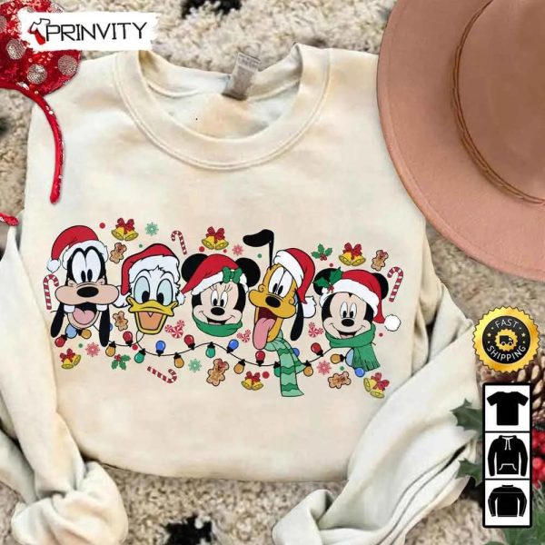 Mickey Mouse Christmas Lights & Friends Disney Family Sweatshirt, Best Christmas Gifts For Disney Lovers, Merry Disney Christmas, Unisex Hoodie, T-Shirt – Prinvity