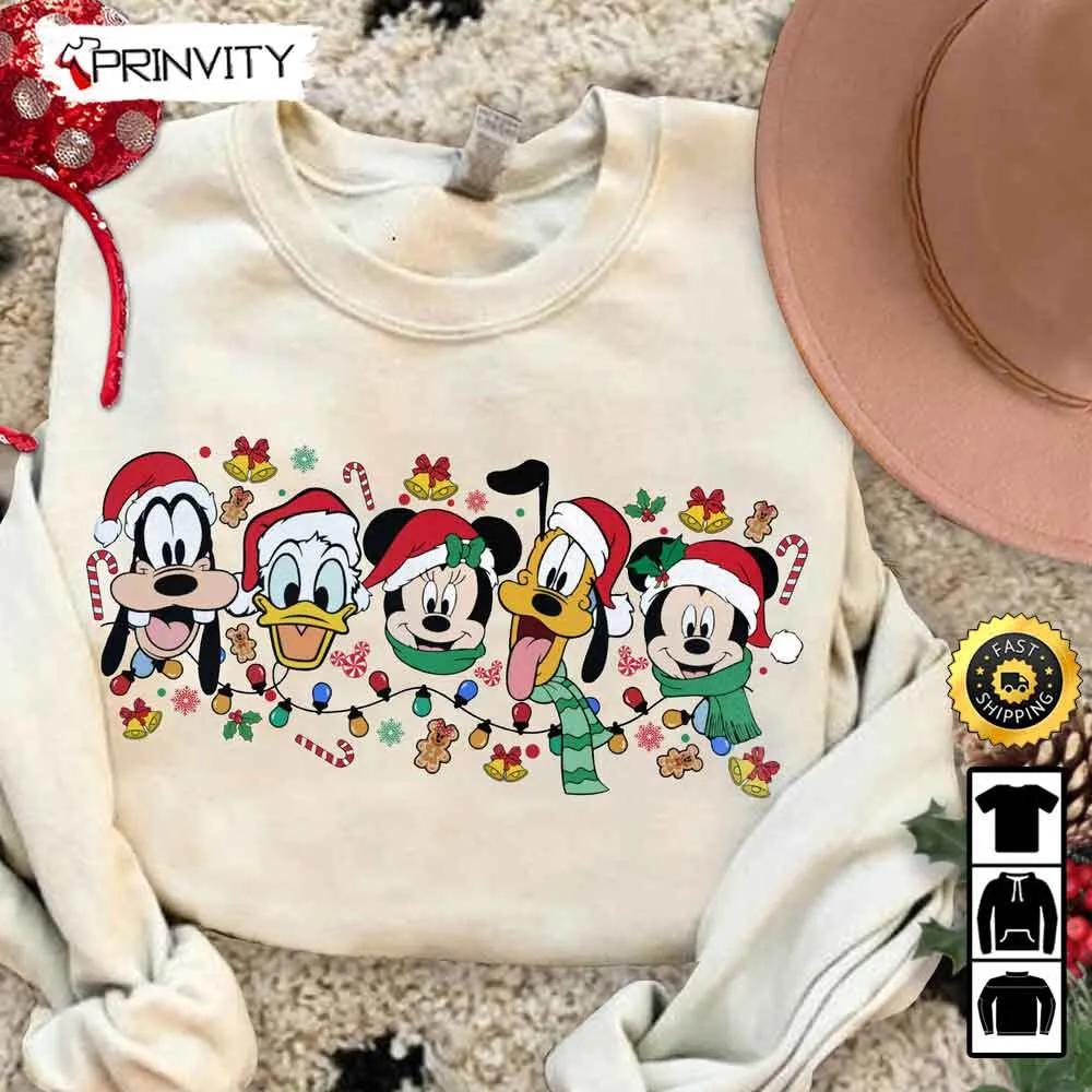 Mickey Mouse Christmas Lights & Friends Disney Family Sweatshirt, Best Christmas Gifts For Disney Lovers, Merry Disney Christmas, Unisex Hoodie, T-Shirt - Prinvity