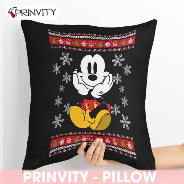 Mickey Mouse Christmas Walt Disney Pillows, Best Christmas Gifts For Disney Lovers, Merry Disney Christmas, Size 14”x14”, 16”x16”, 18”x18”,20”x20” – Prinvity
