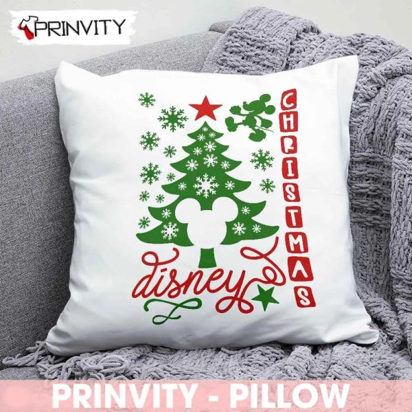 Mickey Mouse Christmas Walt Disney Tree Pillow, Best Christmas Gifts For Disney Lovers, Merry Disney Christmas, Size 14”x14”, 16”x16”, 18”x18”,20”x20” – Prinvity