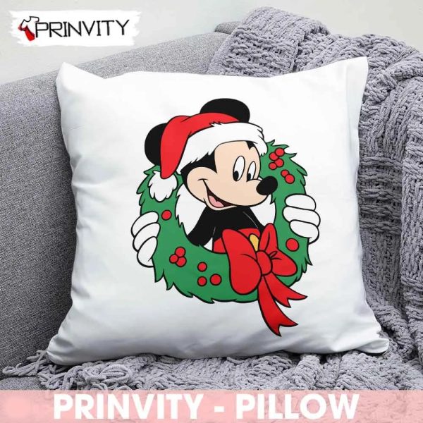 Mickey Mouse Walt Disney Christmas Pillow, Best Christmas Gifts For Disney Lovers, Merry Disney Christmas, Size 14”x14”, 16”x16”, 18”x18”,20”x20” – Prinvity