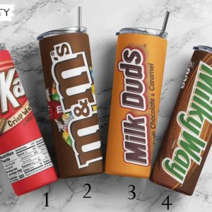 Milky Way Milk Duds M&M’s Kit Kat Chocolate Bar 20oz Skinny Tumbler, Best Christmas Gifts For 2022- Prinvity