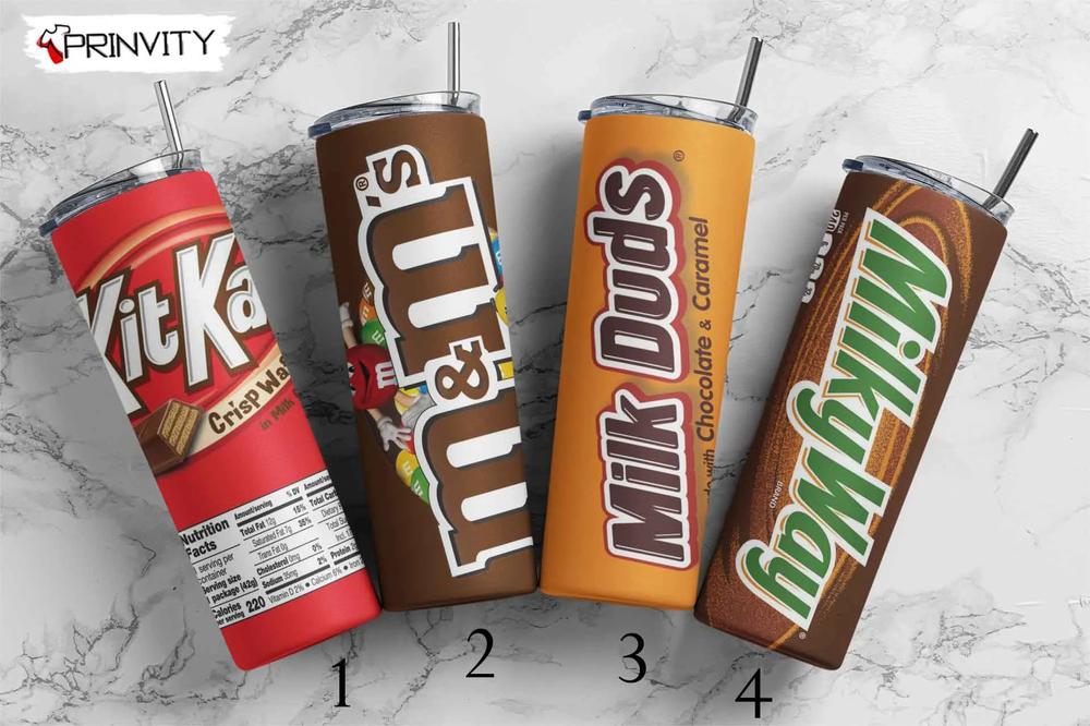 Milky Way Milk Duds M&M's Kit Kat Chocolate Bar 20oz Skinny Tumbler, Best Christmas Gifts For 2022- Prinvity