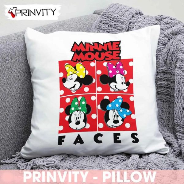 Minnie Mouse Christmas Walt Disney Faces Pillow, Best Christmas Gifts For Disney Lovers, Merry Disney Christmas, Size 14”x14”, 16”x16”, 18”x18”,20”x20” – Prinvity