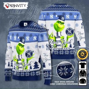 New York Yankees Grinch Knit Faux Wool Sweater (Ugly Christmas Sweater), MLB Football Lover Gifts For Fans, Major League Baseball, Merry Christmas - Prinvity