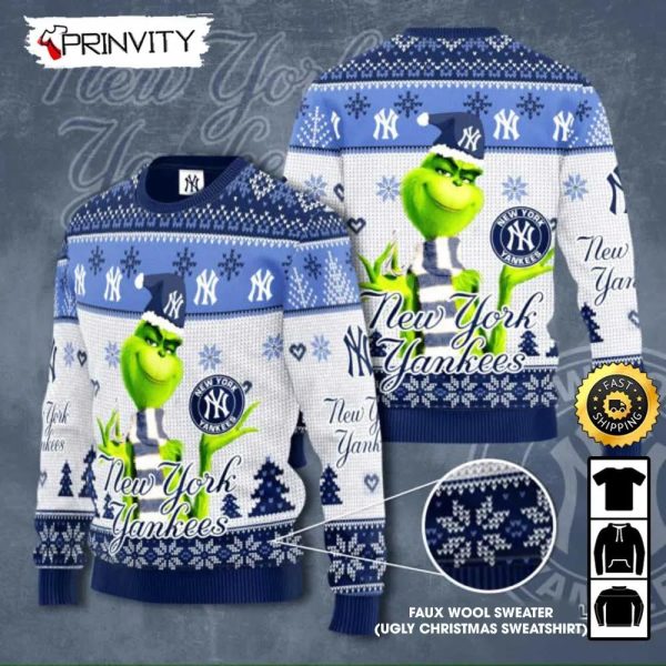 New York Yankees Grinch Knit Faux Wool Sweater (Ugly Christmas Sweater), MLB Football Lover Gifts For Fans, Major League Baseball, Merry Christmas – Prinvity