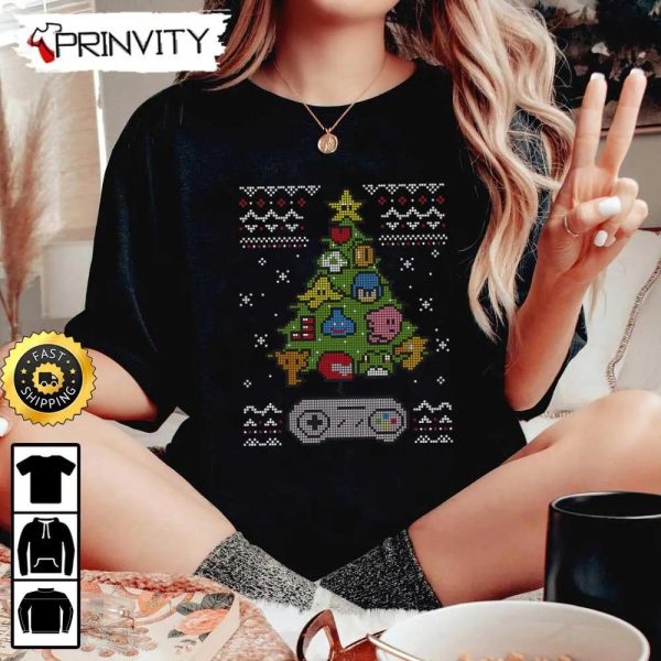 Nintendo Christmas Tree Ugly Sweatshirt, Best Christmas Gift For Nintendo Game Fans, Merry Christmas, Happy Holidays, Unisex Hoodie, T-Shirt, Long Sleeve – Prinvity