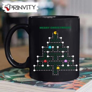 Pacman Merry Christmas Tree Best Christmas Gift For Mug, Size 11Oz & 15Oz, Happy Holidays - Prinvity